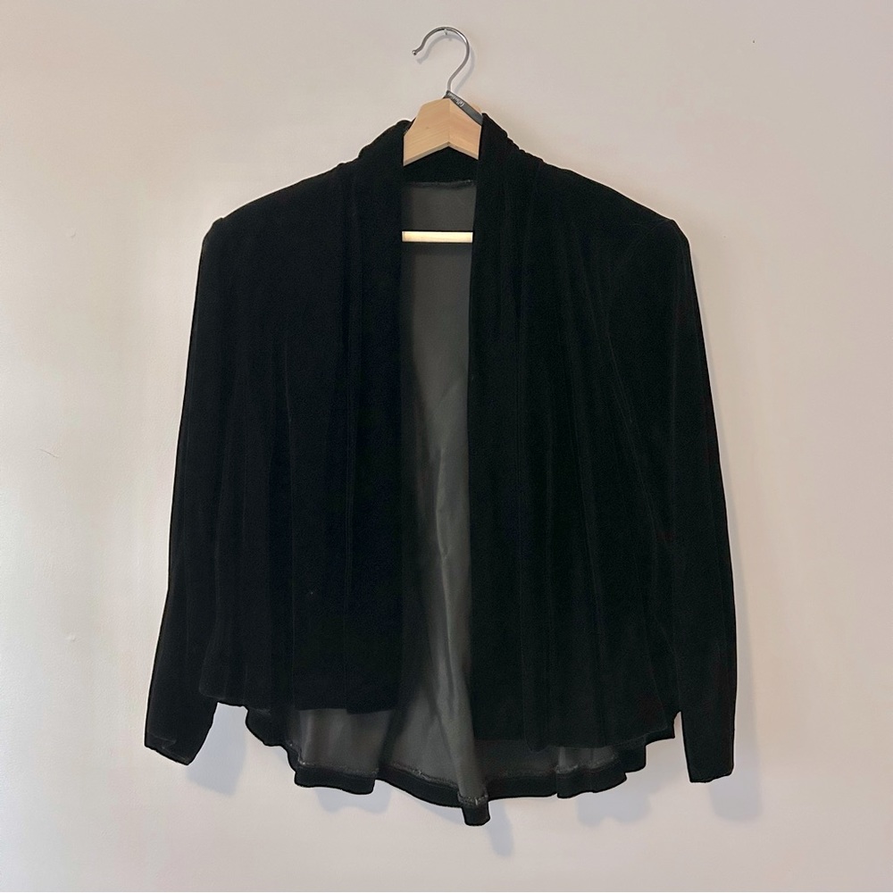 Vintage Velvet Evening Jacket / Bolero Size M Black